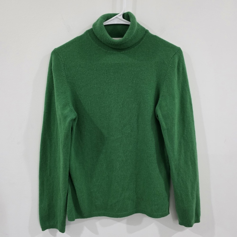 Charter Club Womens 2 Ply Cashmere Turtleneck Sweater Medium Green Cozy‎ Knit